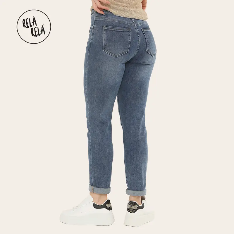 RELA RELA Regular Length Women's Viral Stretchy Slim Fit Mid-Waist Crop Jeans UK 6-14 4