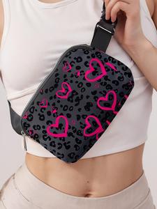 Fashion Heart Pattern Fanny Pack, Casual Versatile Zipper Chest Bag for Women, Trendy All-match Belt Bag for Daily Use, Waist Bag, Pouch, Valentine's Day, Gift