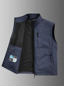 Men's Solid Pocket Zip Up Vest Jacket, Regular Fit Casual Lightweight Sleeveless Outerwear for Golf Running Hiking, Men's Clothes for Summer, Sleeveless Waistcoat, Menswear