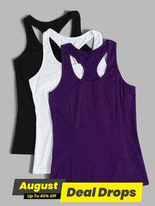 Women's Solid Sports Tank Top, Breathable Comfortable Sports Top, Ladies Sportswear for Indoor Outdoor Wear, Breathable Workout Tops, Fitness Top, Workout Activewear, Athletic Style Activewear, Sports Vests