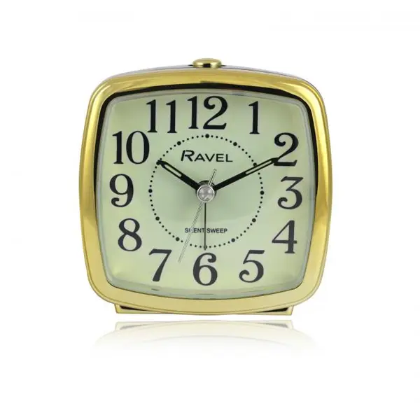 Ravel Retro Styled Small Size Bedside Quartz Alarm Clock - Black / Gold RC041.32 1
