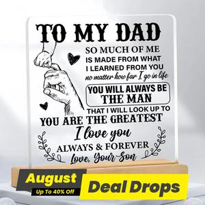 To My Dad Letter Pattern Acrylic Ornament, 1/6 Counts Creative Desktop Decoration, Desk Decoration for Home Office, Gift