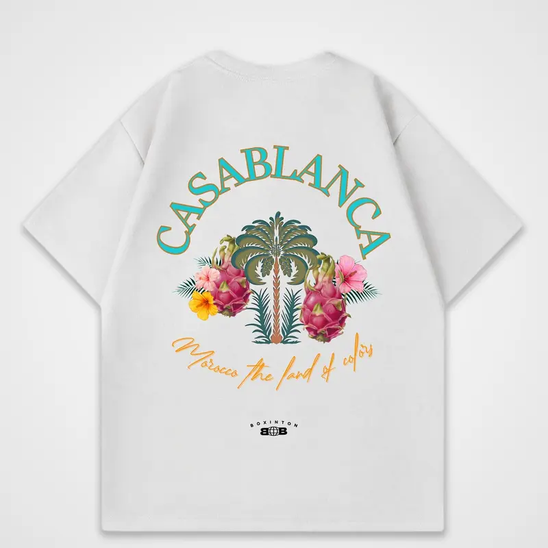 Casablanca Oversized T-shirt Casual Short Sleeve Crewneck Shirt for Men and Women 1