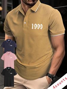 Men's Figure Print Polo Shirt, Regular Fit Casual Short Sleeve Collared Top for Summer, Fashion Men's Clothes for Daily Wear