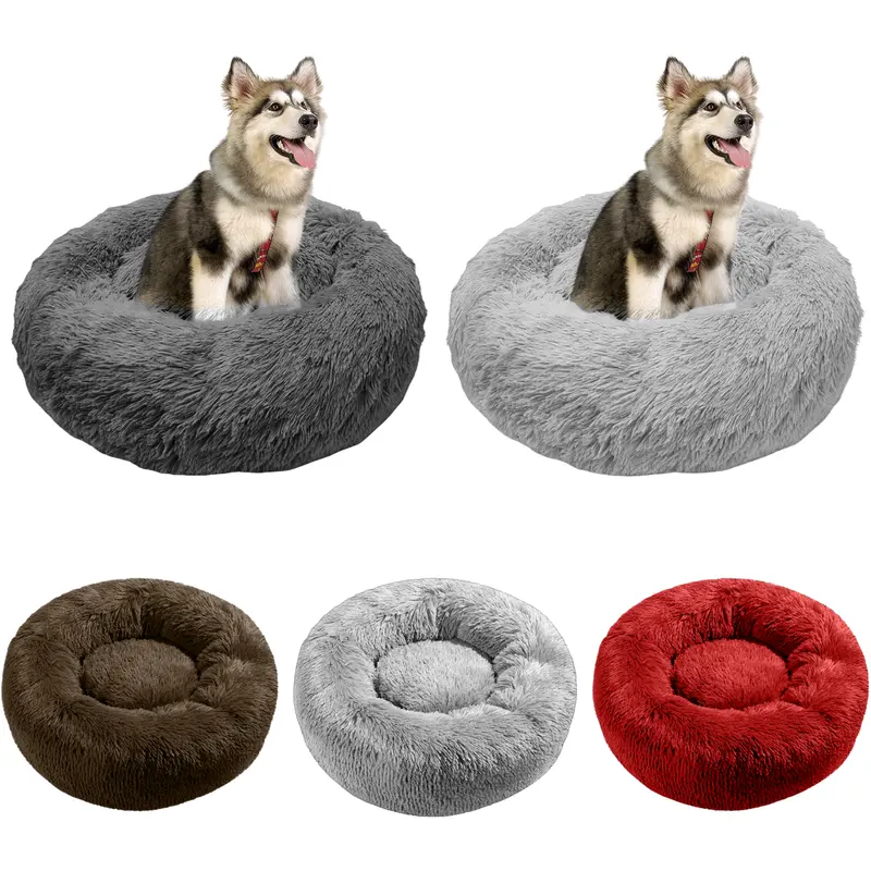 With Washable Cover SAVFOX Plush Calming Dog Beds, Donut Dog Bed