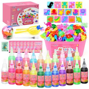 22-Color Water Fairy Gel Toy Kit, DIY Magic  Arts & Crafts with 16 Molds, Squishy Sensory Maker, Creative Activity Set for Kids Age 3-5, Christmas Gifts
