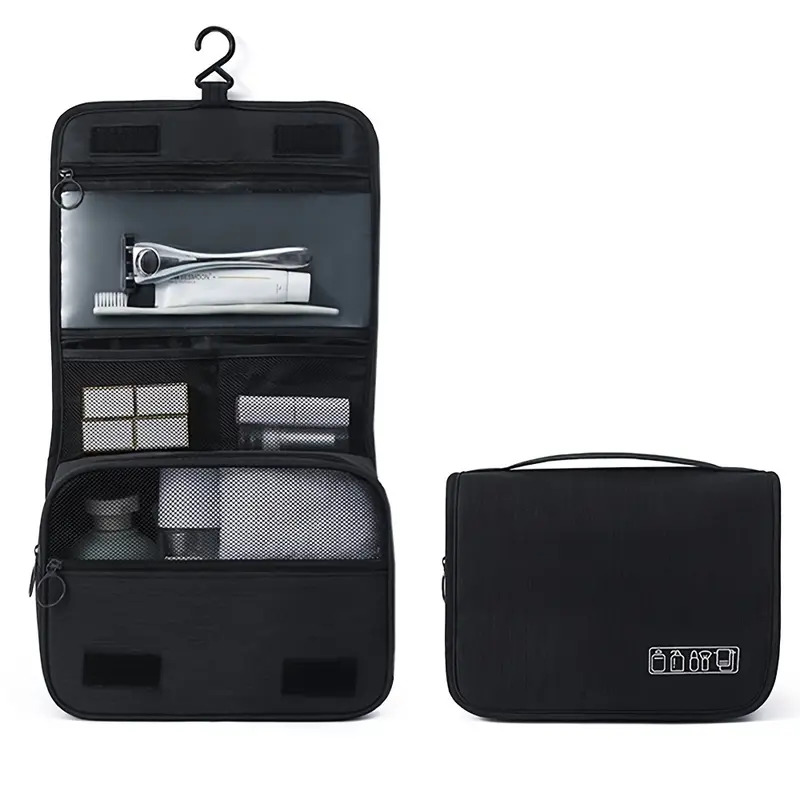 Hanging Toiletry Bag with Multiple Compartments - Lightweight, Foldable, and Fade-Resistant Oxford Fabric - Ideal for Men and Women'S Travel Essentials Storage 0