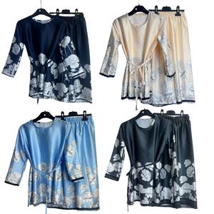 Kids Floral Coord Sets Summer Satin Material Belted Top and Trousers Size 3-14