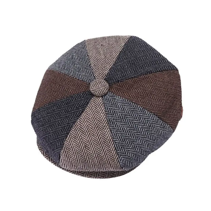 Classic Herringbone Newsboy Hat in Brown Check, Black, Charcoal & Blue – Royal Stallion Collection (S to 2XL) | Timeless Vintage Style 5
