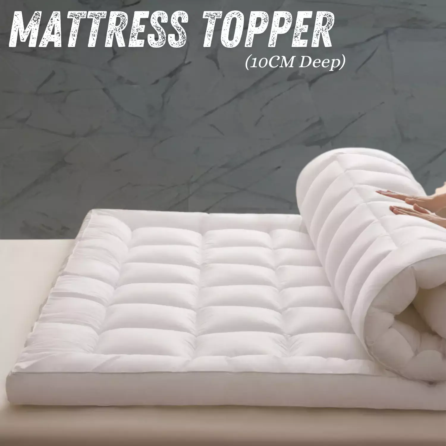Extra Thick Mattress Topper 10cm Deep Hotel Quality Thickness With Elasticized Corners | Soft & Comfy Box Stitched Hotel Quality Breathable Noiseless Washable Anti Slip Fluffy Mattress Topper Super soft Heavy Fill-Stitched and Elasticated Corner Strap UK