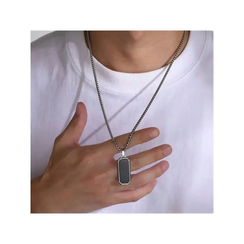 Elegant Men\ Necklace, Adorned With An Exquisite Black Geometric Droplet Pendant - Unique Design, Suitable For All Kinds Of Occasions 2