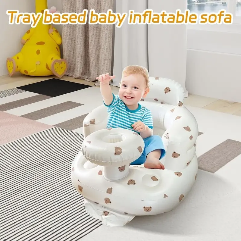 Inflatable Baby Chair, 1 Count Cute Cartoon Pattern Inflatable Baby Seat, Baby Inflatable Sofa Chair, Baby Furniture for Home 1