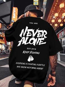 Men's Letter Print Round Neck Tee, Loose Casual Fashion Short Sleeve T-shirt for Summer, Men's Top for Daily Wear