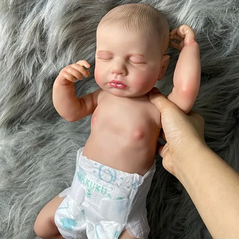 22 Inch Sleeping Art Reborn Baby Doll 55cm Soft Touch Silicone Newborn Baby Toy With 3D Painted Skin And Hand Painted Visible Veins Birthday Gift For Children Easter Gift 8