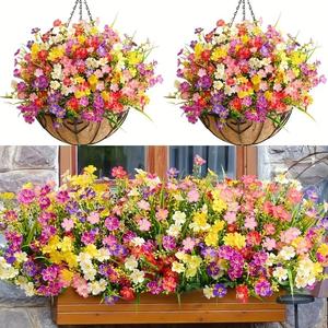 Colorful Artificial Flower Basket, 12pcs/set Faux Flower Basket, Decorative Flowers for Home Living Room Bedroom Dining Room Wedding Party, Fruit, Garden Decorations, Indoor Plants, Bouquet