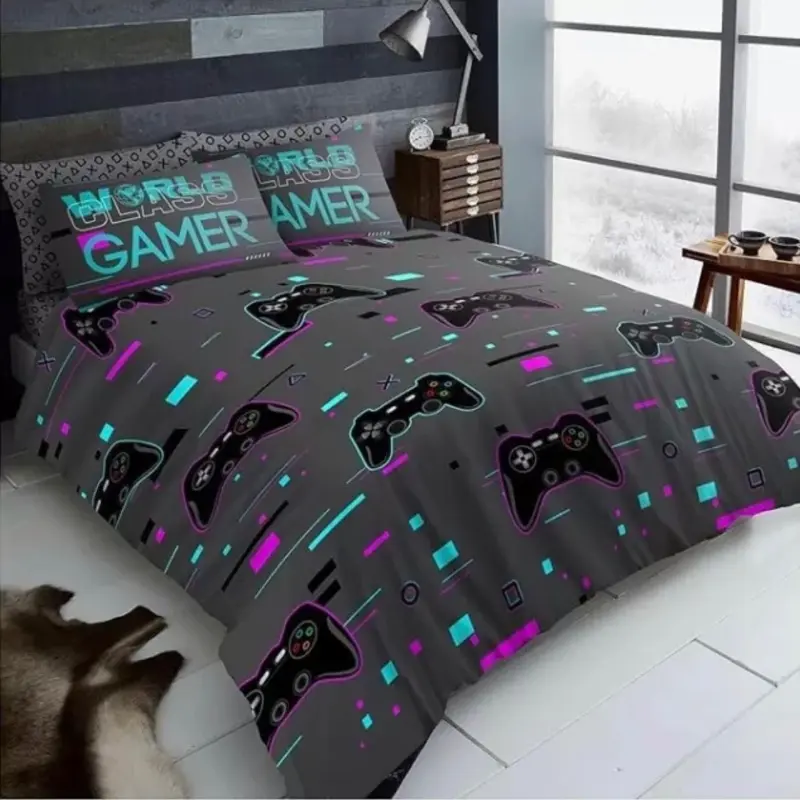 Gamer Design Duvet Cover Set - Reversible Bedding Set with Matching pillowcases - Poly Cotton Single Double King sizes