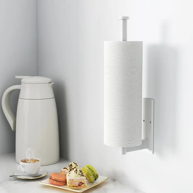 2025-New Stainless Steel Under Cabinet Paper Towel Holder - Self-Adhesive or Drill Mounted, Wall-Mounted Roll Holder for Kitchen Organization and Storage 1
