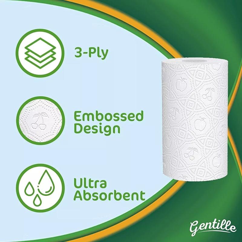 Gentille Giant 9 Rolls 3-Ply Kitchen Paper Towels | Ultra Absorbent, Soft & Strong for Efficient Home Cleaning | Bulk Pack for Tough Messes & Spills. Sheets Wipes & Napkin 1