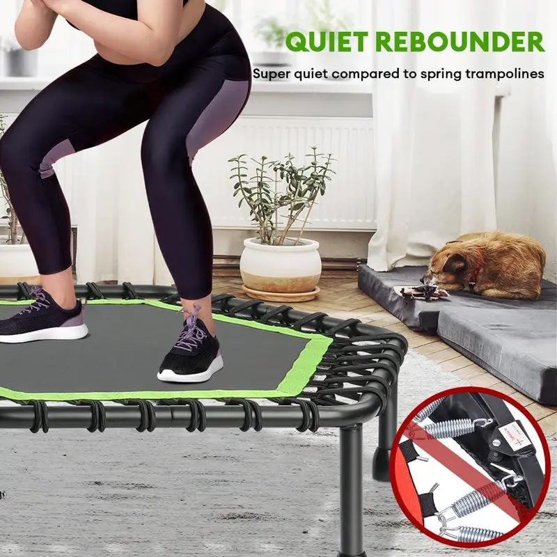 [70%OFF]42"/45" Rebounder Trampoline for Adults with Handle Bar, Silent Mini Trampoline Indoor Exercise Fitness Trampoline Bungee Rebounder Outdoor esli  trampoline exercise  equipment exercise  equipment 3