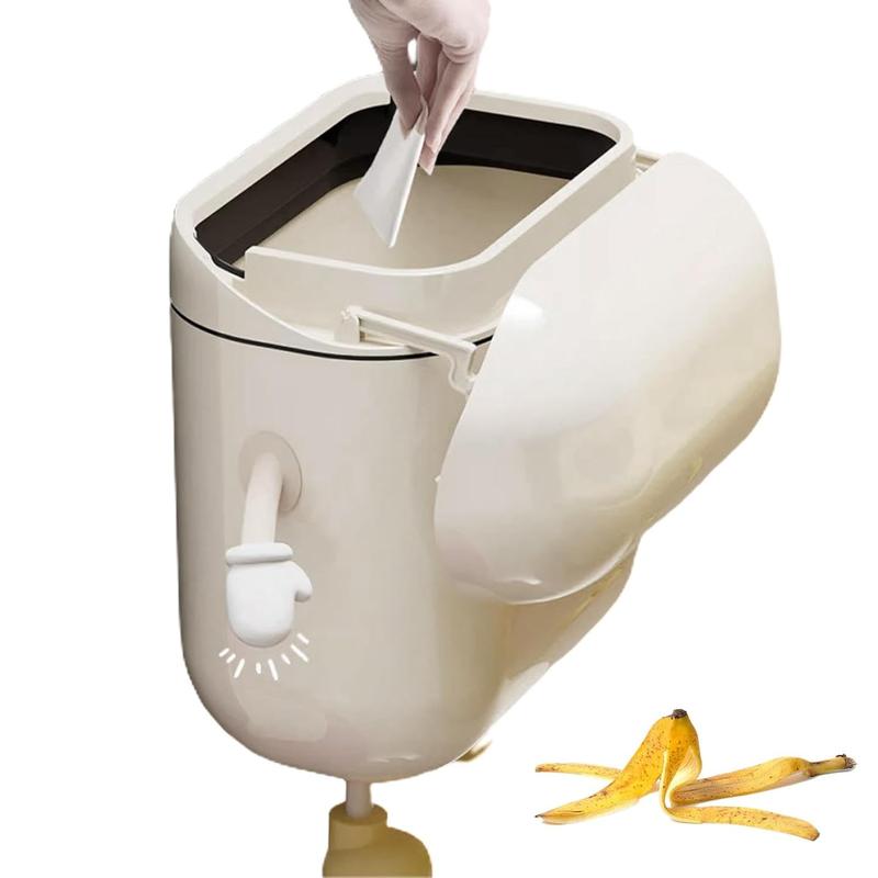 9L Hanging Trash Bin With Lid, Wall-mounted Kitchen Trash Can, Cream-Colored Trash Can, High AppearanceLevel, For Food Waste And Bathroom, Cupboard, Cabinet Door 1