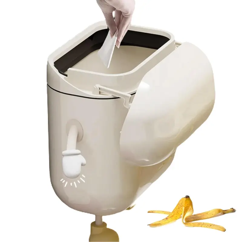 9L Hanging Trash Bin With Lid, Wall-mounted Kitchen Trash Can, Cream-Colored Trash Can, High AppearanceLevel, For Food Waste And Bathroom, Cupboard, Cabinet Door 1