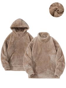 Men's Solid Pocket Thermal Lined Hoodie & Stand Collar Sweatshirt, Loose Casual Long Sleeve Hoodie & Pullover for Fall & Winter, Men's Clothes for Daily Wear