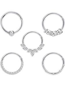 Stainless Steel Cartilage Helix Tragus Nose Hoop Piercing Jewelry, Rhinestone Decor Hinged Septum Clicker Rings, Fashion Accessories for Men & Women, Non Tarnish Jewelry, Helix Pierced Ring