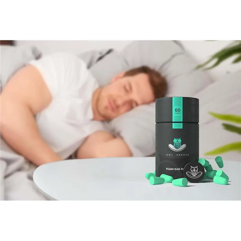 Ear Plugs for Sleeping The Best Noise Cancelling Ear Plugs for Sleeping by Owl Snooze 60 Pairs 38dB Highest SNR, New & Upgraded Reusable & Custom fit Super Soft Foam Earplugs (Green) 1