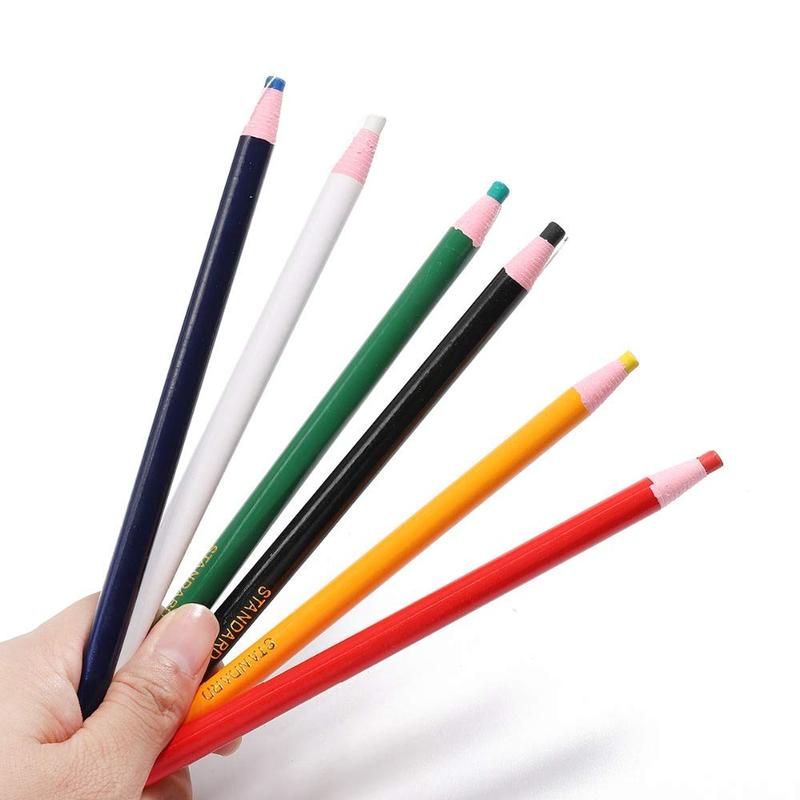 Lohas Select 12 Pieces Sewing Mark Chalk Pencil Tailor's Marking and Tracing Tools Free Cutting Chalk Sewing Fabric Pencil，6 Colors 1