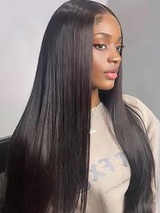 100% Human Hair Straight Bundle, Natural Looking Gorgeous Fluffy Wigs for Women, Natural Black Wigs for Party, Daily Use