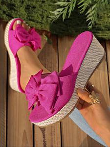 Women's Fashionable Bowknot Design Wedge Sandals, Casual Comfortable Platform Sandals for Beach Vacation, All-match Commuter Shoes for Work & Daily Wear, Footwear