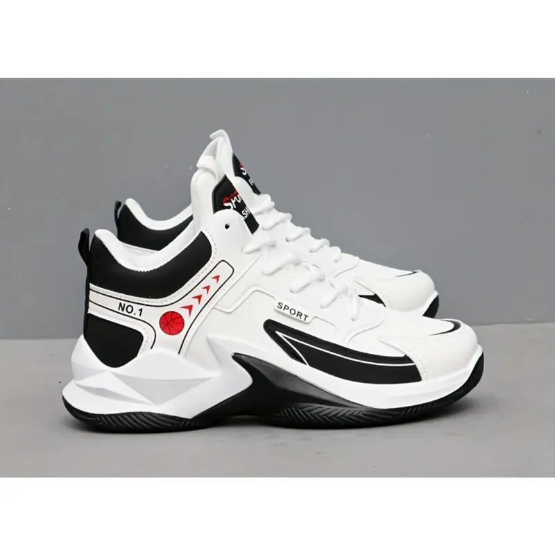 Men's Trendy High Top Sneakers, Comfy Non Slip Lace Up Durable Shoes For Men's Outdoor Activities 8