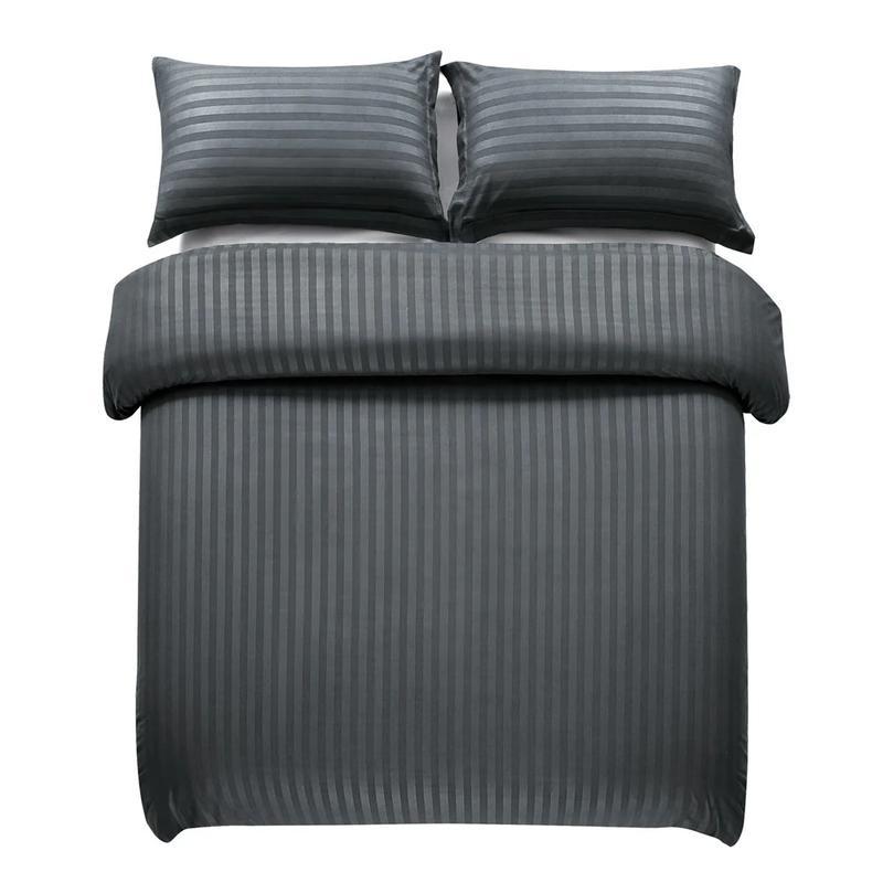 Trend & Bend Luxurious Hotel Quality Stripe Design Duvet Cover with Free Matching Pillow Cases (Without Fillers) - 3 Pieces Bedding Set - Single Double King Super King Sizes 4