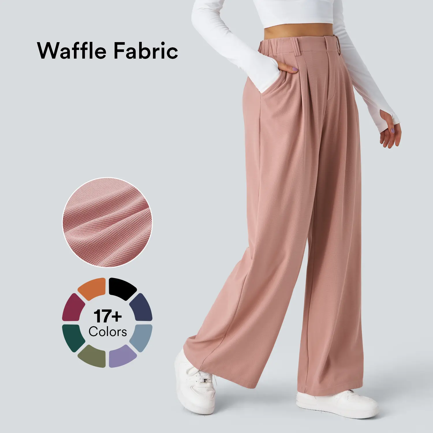 Halara Flex High Waisted Side Pocket Wide Leg Waffle Work Pants #DealDrops