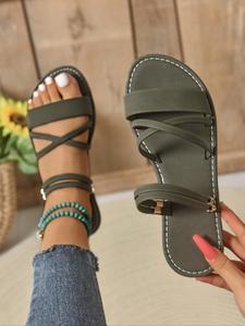 Women's Fashionable Plain Color Slides, Casual Comfortable Flat Sandals for Summer, Lightweight Breathable Shoes for Daily Wear, Girl, Flexible Sandals