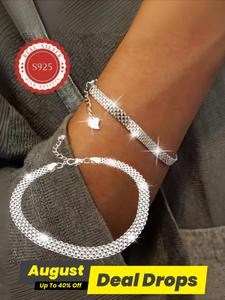 S925 Sterling Silver Wide Chain Bracelet, Elegant Trendy Chain Bracelet for Men and Women, Bracelet Perfect for Gift Idea