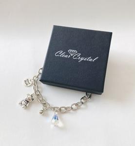 Silver plated Teddy Bear Link Bracelet with AB Crystal from swarovski