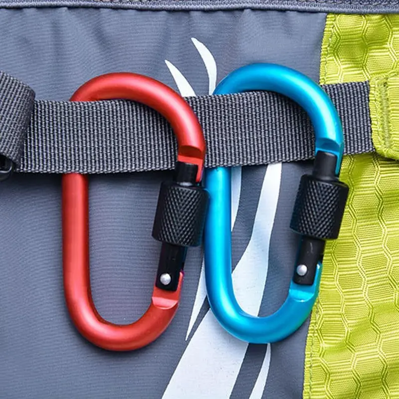 6X Heavy Duty Carabiner Clip Hook D-Ring Screw Lock Outdoor Rock Buckle Max 50KG  UK 8