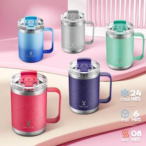 【 Hot Selling Products 】 Meoky 20oz/14oz Coffee Cup, Straw Holder 2-In-1, Two-Way Drinking Coffee Cup, 100% Leak Proof And Tropical Handle Coffee Cup Water Bottle, Stainless Steel Camping Cup, Travel Essentials