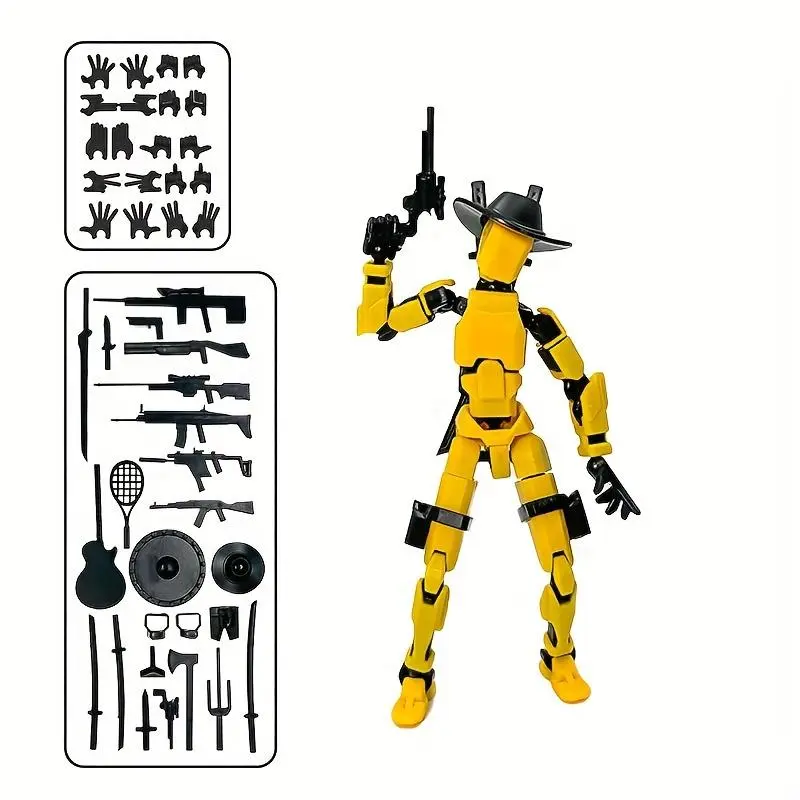 Poseable T13 Action Figure with Weapon Accessories – Multi-Jointed Articulated Titan 13 Dummy Collectible, Desktop Decor for Gamers, Durable ABS, Ages 14+ – Bendables Series 0