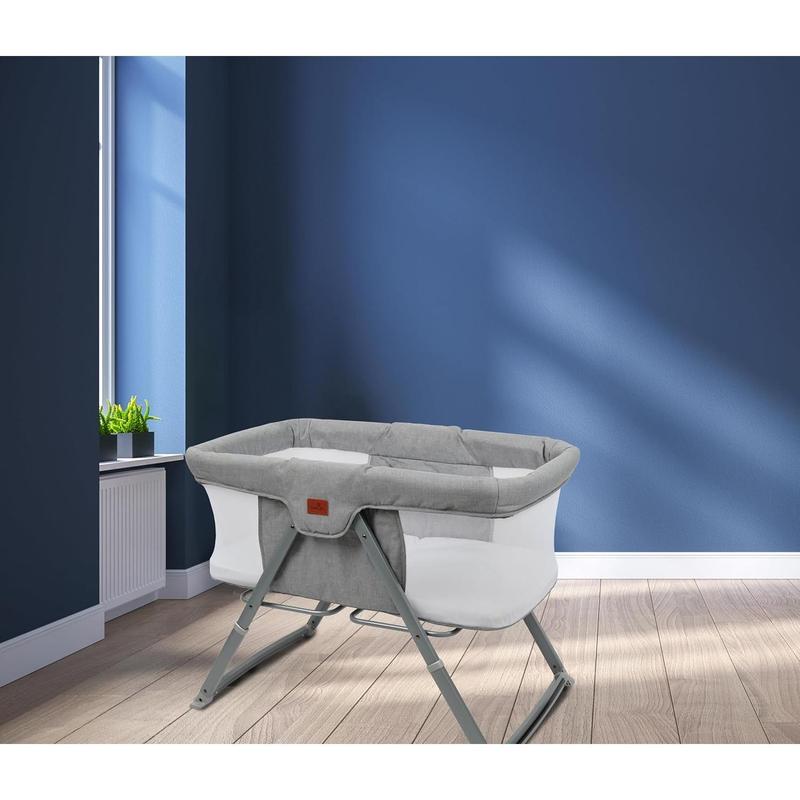 Sleep and Stay Folding Crib Folds with One Hand Includes Travel Bag, Grey, 4