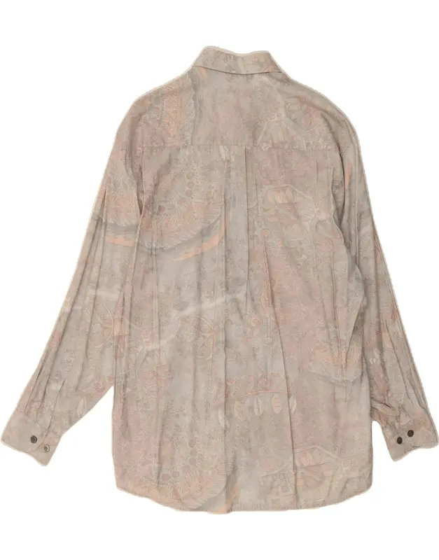Pre-Owned Vintage CLUB D'AMINGO Mens Abstract Pattern Shirt Size 41/42 Large Grey Cotton 2