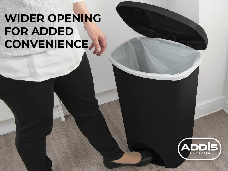 Plastic Family Kitchen Utility Bin, 50 Litre, New Black with Silver Pedal 4