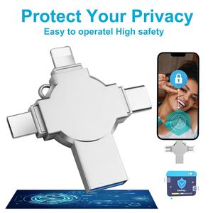 USB Flash Drive, 4 in 1 High Speed USB 3.0 Memory Stick, Thumb Drive, External Storage for iPad, Android Phones, PC and More Devices