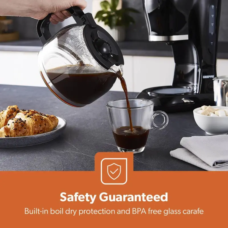 Filter Coffee Maker Machine Instant Anti-Drip 12 Cups 800W 1.5L Jug Geepas 4