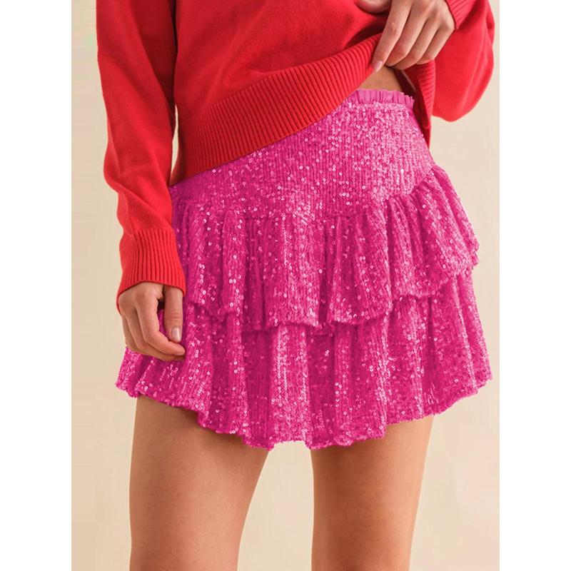 2024 Summer Europe and the United States Fashion New High-waisted a Word Skirt Irregular Sequins Sexy Pleated Skirt 4