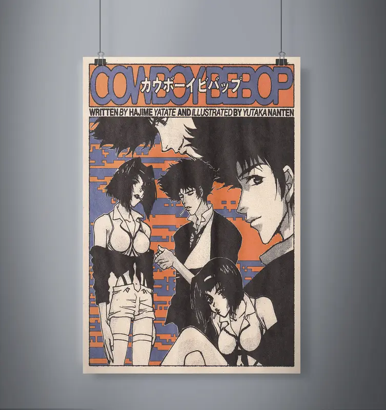 Cowboy Bepop Spike Faye Unframed Poster, 90s Anime Poster, Anime Manga Collection 0