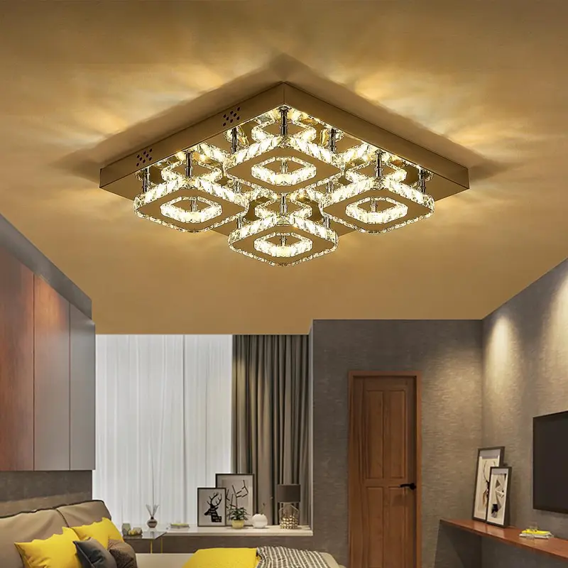 48W LED Crystal Ceiling Light | Dimmable Pendant Chandelier with Remote | Modern Luxury for Any Room 3
