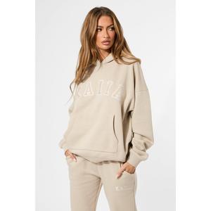 Kaiia Slogan Oversized Hoodie Stone