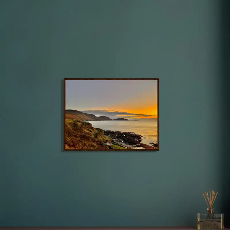 Niarbyl Sunset Isle of Man Museum-Quality Matte Paper Wooden Framed Poster 18x24″ inches 1
